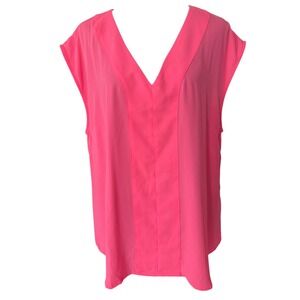 J Crew V Neck Blouse Top Womens XL Hot Pink Minimalist Work Career Professional